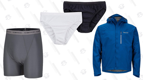 ExOfficio Men’s Give-N-Go Boxer Brief 2-Pack | $24 | AmazonExOfficio Women’s Give-N-Go Bikini Brief 2-Pack | $17 | AmazonMarmot Men’s Precip Raincoat | $70 | Amazon | Women’s version and more colors available at REI for same priceMarmot Men’s Minimalist Raincoat | $113 | Amazon